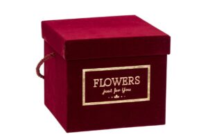 Welurowe pudełko kwadratowe – Flowerbox – bordowe